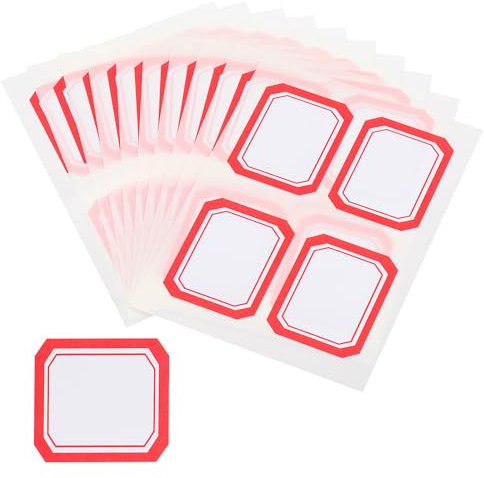 M&G 200 Stück Namensschild-Aufkleber, Namensetiketten-Aufkleber Wasserdichte Klebeetiketten Leer für Sachen-Kindertagesstätte Vorratsflasche Kleidung Stoff, 35x45mm, Rot Weiß