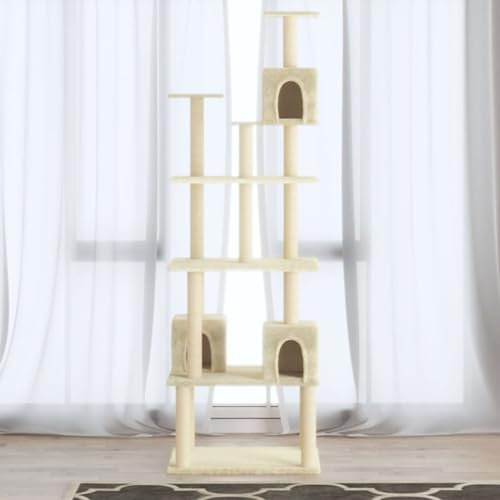 ShGaxin Rascador para Gatos con Postes de sisal, Arbol para Gatos, Gatos Accesorios, Arranhador para Gatos, Arbol Rascador Gatos, Crema 188 cm