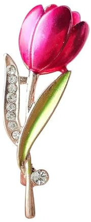 Broche fleur de tulipe pour femme, accessoire de blazer, épinglette pour bureau, fête, Pierre Verre Pierre Émail Verre, Pas de gemme