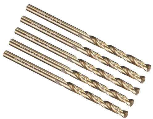 PATIKIL 3mm Drill Bit M35 Cobalt 5% High-Speed Steel 5 Pack | Jobber Straight Shank 135° Gold Finish for Stainless Steel Hard Metal