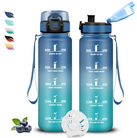 Grsta Trinkflasche Kinder- 0 5 liter- Trinkflaschen, Flasche mit Uhrzeit, Wasserflasche Auslaufsicher, Wasserflasche mit Zeitmarkierung, Leicht zu Reinigen, Flasche Erwachsene für Schule, Outdoor