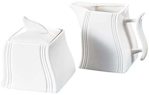 Saucière Bateau de sauce Crème en porcelaine blanche et pichets de sucre Café et thé 4,75 pouces Cruche à lait avec poignée cruche à sucre de 3,5 pouces Bouteille
