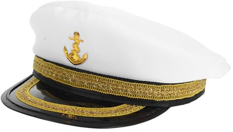 COMPUKAS Sailor Hat Gold Trim Custom Made Captain Hat for Men Fashion Embroidered