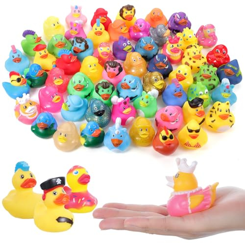 30 Pcs Rubber Duck Assorted Plastic Rubber Duckies Bath Toys Cruise Ducks Gifts Party Favors Bag Fillers for Kids Toddlers