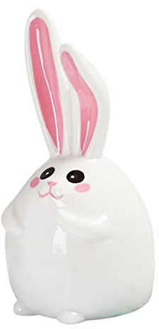VANZACK Alcancía Cerámica con Diseño de Conejo Hucha Decorativa para Escritorio Caja Fuerte Infantil para Ahorrar Monedas Regalo para Niñas