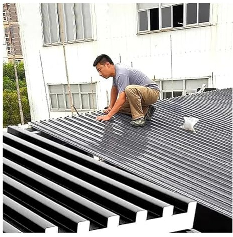 Rygcrud Metal Roofing Panels Rainproof, Replacement Corrugated Pergola Top Cover, Roofing Flashings - Aluminum Alloy - Insulated - Length Spliced(Gray,13x100cm/2pcs)
