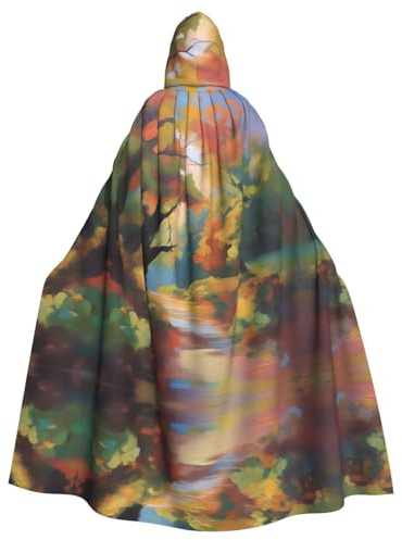 QHZLY Cape à capuche pour adulte - Impressions artistiques d'Halloween - Costume de cosplay pour bal masqué, fête à thème, performance sur scène