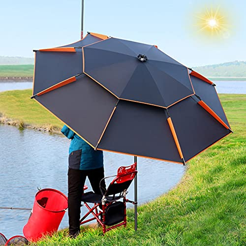 Parasol de plage portable réglable de 2,2 m en aluminium – Protection UV robuste pour activités de plein air, pêche, camping, jardin – Léger et fonction d'inclinaison