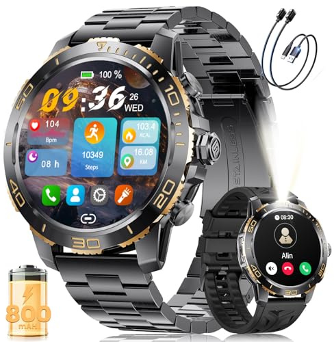 LIGE Smart Watch for Men, 1.43 AMOLED Smartwatch, Black with Rose Gold