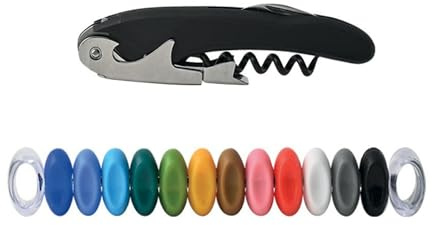 Wald Set Accessori Vino con Cavatappi e Cover Refrigerante – Kit per Degustazione e Feste (Cavatappi_Segnabicchieri)