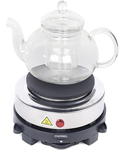 Elektrischer Mini Herd, 500W 220V Electric Tea Herd Tragbarer Multifunktions Heizplatte, 6 Einstellbaren Wärmestufen, 13x13x7cm, Kochplatte für Kaffeekannen, Teekannen, Gläser