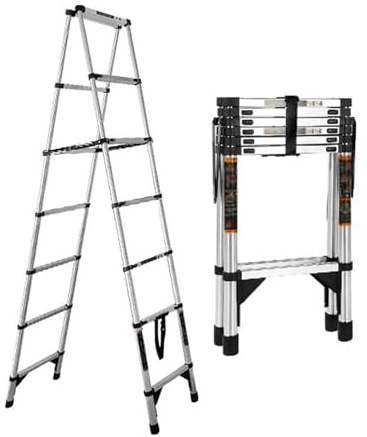 Attrezzi da arrampicata da soffitta in acciaio da 3,5 metri con supporto triangolare, estensione pieghevole multiuso, for la riparazione di piante da esterno in casa(2.7+2.7 meters)