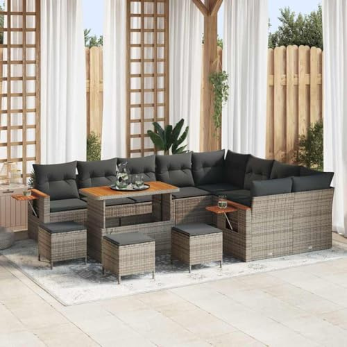 Frdhee Gartenmöbel Lounge Eckbankgruppe,Garten-Sofa-Set mit Kissen 13 pcs Grau 110 x 55 x 71 cm,Außenbestuhlung für Balkon,Hinterhof