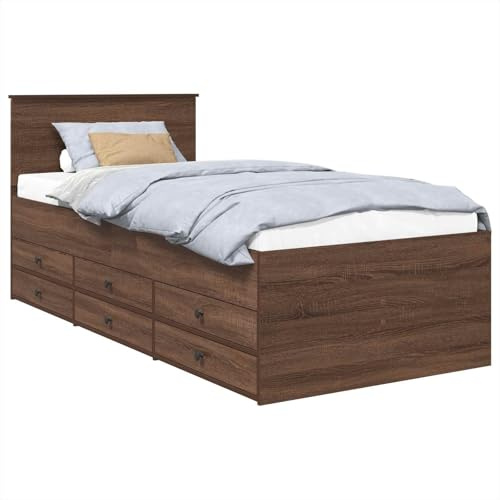 vidaXL Sängsoffa Brun Ek och Svart 100 x 200 cm Konstruerat trä, Sovrum, modern design med mycket förvaring och hållbar, vattenavvisande yta för ett stiligt och funktionellt rum
