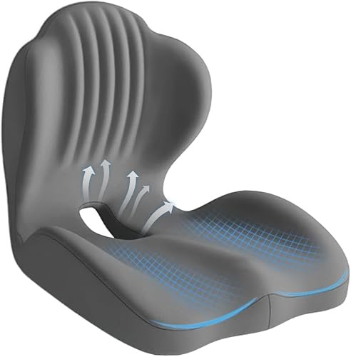 HoldOneLight Cojín Ergonómico de Espuma Memoria, Soporte Lumbar para Aliviar Dolor de Ciática, Cóccix y Sacro, Cojín Ortopédico para Silla de Oficina, Coche y Gaming(Cojines con Forma de Concha)
