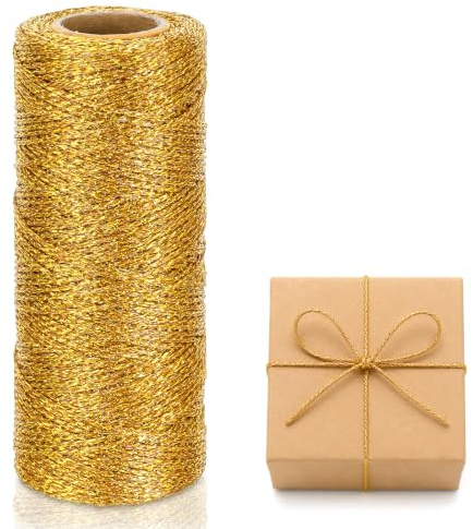 Cordoncino dorato metallizzato, 100 m, 1 mm, per fai da te | Cordoncino natalizio dorato metallizzato, per fai da te, per artigianato, decorazioni per matrimoni