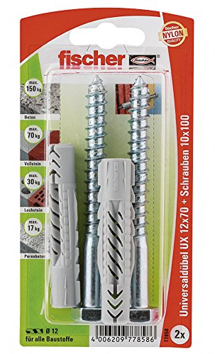 Fischer Universaldübel UX SK SBKarte, 2 Stück, 12 x 70 mm, 77858