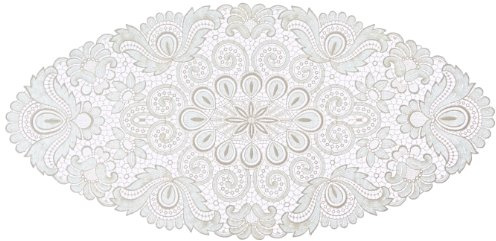 Plauener Spitze 67952_e_4080 Design Plauen, Größe 40 x 80 cm oval, Creme