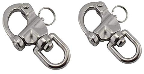 NRC&XRC Pair 3.5IN(87mm) Jaw Swivel Eye Snap Shackle Quick Release Bail Rigging Sailing Boat Marine Stainless Steel Clip Pair