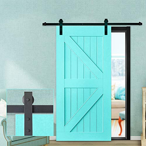 200cm Schiebetürbeschlag set Schiebetürsystem,Schwarz Schiebetür Montageset für Innentüren und Wandschränke (200cm)