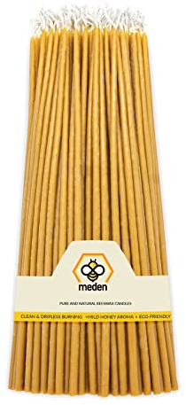 Meden Kirchenkerzen aus reinem Bienenwachs, konisch, handgefertigt, orthodoxe Kirchenkerze für Gebet, Ritual, Weihnachten – kein Ruß, tropffrei, hoch, biegbar, Höhe 27 cm (10)