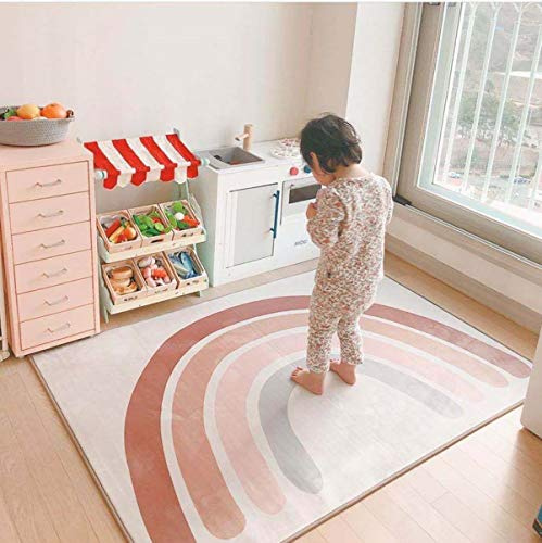 Cute Baby Teppich, Kaschmirimitat Regenbogen-Krabbeldecke,Baby Spielmatte Kinderteppich Decke Baby Aktivität Raumdekoration Crawling Decke Pad 145 * 105CM