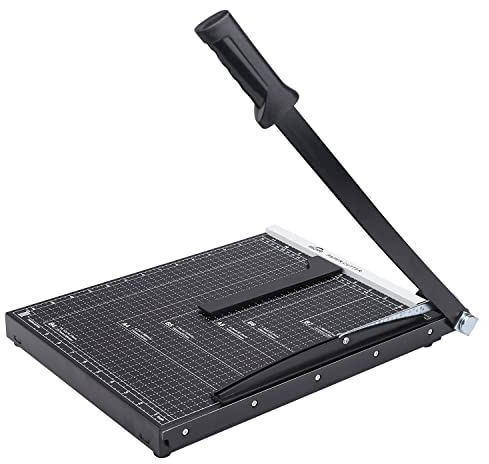 ISDIR 15 Guillotine Paper Cutter with Dual Pressure Bars, 15 Sheet Capacity, Magnetic Guide, Blade Lock, Heavy Duty Metal Base, for Cardstock, Crafts, DIY, Photos & Office