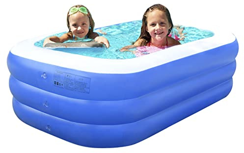 Inflatable Swimming Pool, 59 X 43X 19.5 Family Pool Rectangular Kiddie Pool for Kids Toddlers Playing, Ball Pit, Easy Set Above Ground Pool for Backyard Garden Outdoor Summer