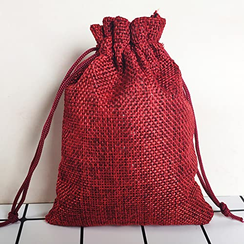50 Stück Jute Sack Jutesäckchen Jutebeutel, Mini Kleine Stoffbeutel Flachbeutel Baumwolle Säckchen für Weihnachten Halloween Ostern Muttertag Hochzeit Geburtstag Papiertüten-rot-20x30cm