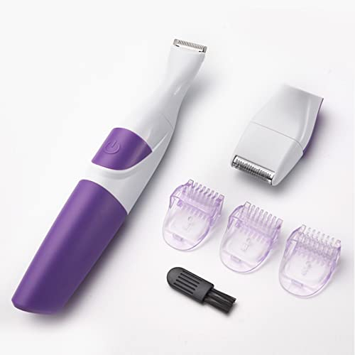 Tondeuse Bikini Électrique Femme Lady Shaver pour Femme, 2 en 1 Tondeuse Cheveux Corps Tondeuse Bikini Jambes Poils Pubiens Tondeuse Bikini avec 3 Guides de Peigne et Brosse de