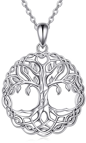 VONALA Tree of Life Necklace 925 Sterling Silver Filigree Family Tree Pendant Necklace Tree Jewellery Gift for Women Her (Tree of Life)