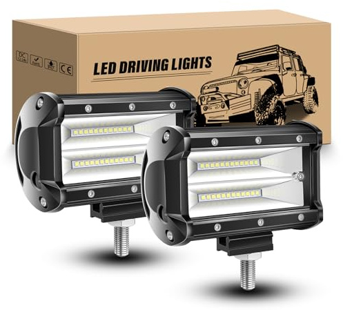 RIGIDON 2 Pcs Arbeitsscheinwerfer 5 Zoll 13 cm 72W Led Scheinwerfer 12V 24V | Zusatzscheinwerfer Flutlicht Wasserdicht Rückfahrscheinwerfer für Auto Offroad Traktor SUV ATV LKW, 6000K Led Arbeitslicht