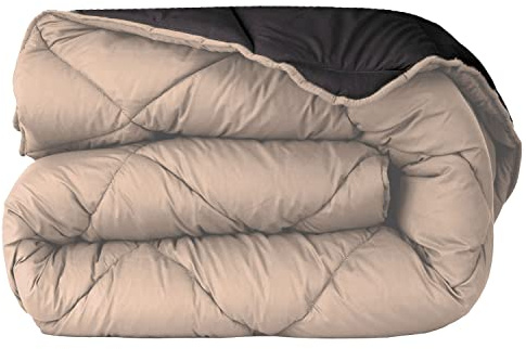 various Edredón Nórdico Bicolor - Edredón 400 gr/m² Microfibra de Poliéster 100% Reversible Transpirable Rellno Fibra Hueca siliconada válido para Cama de 160/200-280 x 270 cm Color Arena y Choco