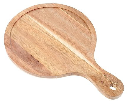BESTonZON Wooden Serving Tray Round Bread Plate Steak Pizza Tray for Kitchen Tableware Multi-Function Food Serving Plate