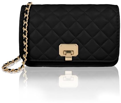 Borsa a tracolla da donna, piccola con fibbia, borse a tracolla, borse a tracolla imbottite da designer, pochette da sera, in PU, borse per cellulare con catena e chiusura a fibbia, per banchetti