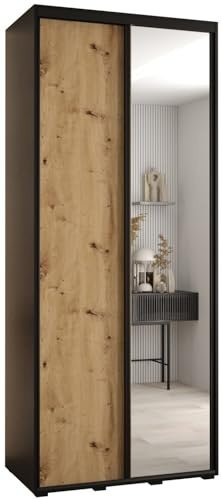 Kleiderschrank mit Spiegel Davos 3 Garderobenschrank - Schrank Schlafzimmer - Mehrzweckschrank 2 Schiebetüren - Regalen - Flur Möbel - Kleiderstange Schrank - Allzweckschrank - closet - Gaderobe