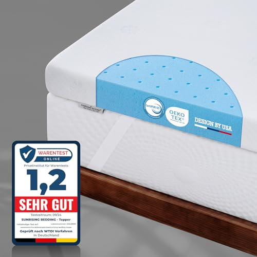 Topper 140x200 cm, Gel-Topper lindert Rücken- und Körperschmerzen, H2/H3, Premium Gelschaum RG 50, Matratzentopper ohne Geruch für Sensible geeignet, 7,5 cm hoch,120-Tage risikofreie Testphase