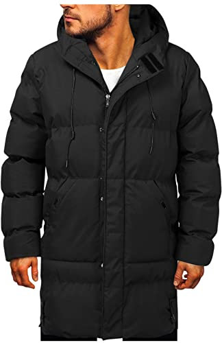 EWFAS Daunenmantel Herren Winter Lange Steppmantel mit Kapuze Warm Wintermantel Winterparka Herren Wintermantel Daunen Jacke Puffermantel Lang Gefüttert