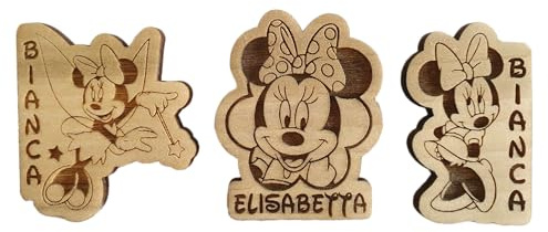 10 pz ciondolini/calamite Topolina Minnie PERSONALIZZATI- decorazione bomboniere, segnaposto, nascita, battesimo, baby shower, compleanno