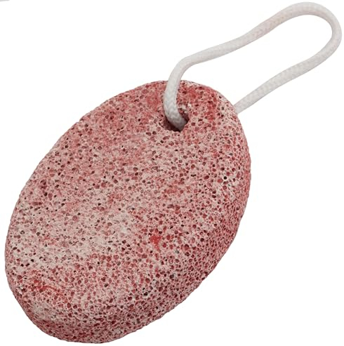 AERZETIX - C69253 - Pietra pomice per piedi manuale 8.5x6x2cm a forma di ellisse - accessorio cosmetico estetico bellezza cura dei piedi bagno - colore rosso