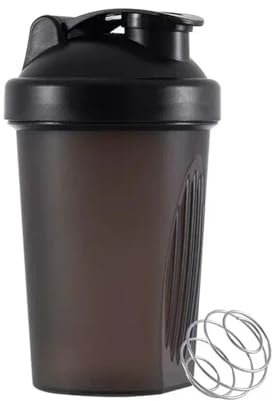 Botella coctelera for mezclar proteínas, taza for batidos, taza de agua deportiva for Fitness, botellas de agua de plástico a escala de 550ml Botella (Size : 500-600ml, Color : Black Single layer)