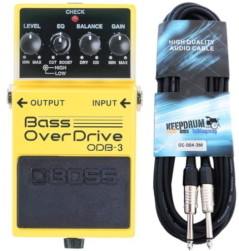 Boss ODB-3 Bass Overdrive Verzerrer Effektgerät für Bass + keepdrum Klinken-Kabel 3m