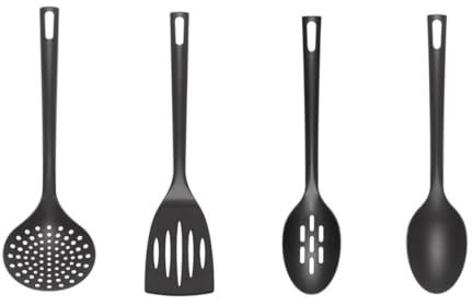 Chef Aid Flexible Nylon Kitchen Utensil Set, Features Slotted Turner, Slotted Spoon, Serving Spoon and Skimmer, BPA Free and Perfect for use with Non-Stick Cookware, Dishwasher Safe
