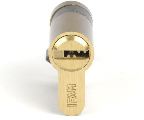 IFAM Cilindro Puertas Start-R, 10x30mm, Leva 15mm, Bombín Cerradura de Seguridad con 6 Pitones de Acero, Incluye 5 Llaves Reversibles, Sistema Antiganzúa y Antitaladro, Perfil Europeo, Acabado Latón