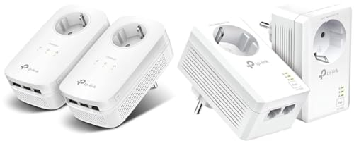 TP-Link Powerline Adapter Set TL-PA8030P KIT & Powerline Adapter Set TL-PA7027P KIT(mit Steckdose, 2X Gigabit-Port, Plug&Play, Kompatibel mit Allen HomePlug AV/AV2 Powerline Adaptern, ohne WLAN)