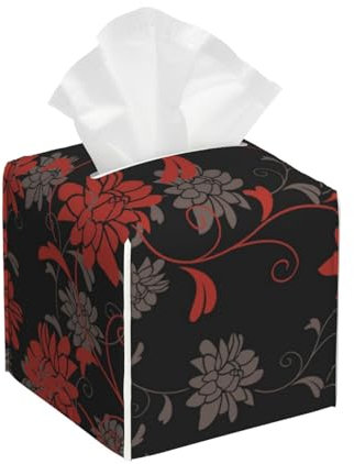 Housse de boîte à mouchoirs en chrysanthème carré pour le visage, décoration sur table et salle de bain bureau