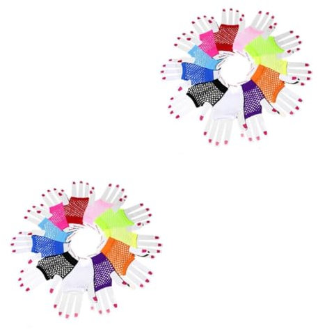 SOIMISS 24paare Fingerlose Fischnetzhandschuhe Unisex-handschuhe Zufälligen Farben Für Kostümbälle Nachtclubs Und Partys Einheitsgröße Zufällige Farbe