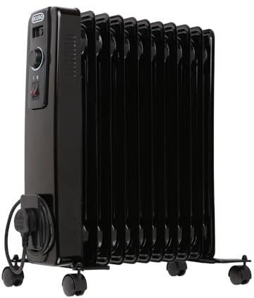 ECOSO 2500W Black UK Plug Oil Filled Electric Radiator 540 x 240mm