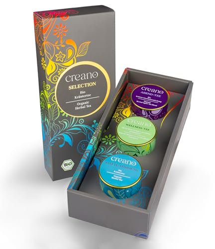 Creano Coffret Cadeau Thés Bio « THÉ EN VRAC - CALM DOWN » – 3 Thés en Vrac Épicés en Boîtes Métalliques – 27 g – Vegan & Sans Gluten – Idée Cadeau Originale – NOUVEAUTÉ 2024*