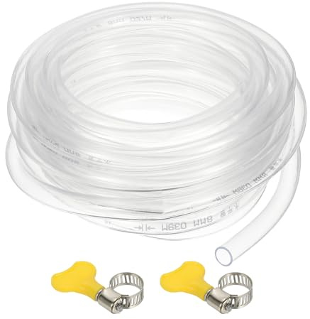 PATIKIL Tubo PVC, 8mm ID x 10mm OD x 3 m Tubo Flessibile Trasparente in Plastica con 2 Fascette Stringitubo, Tubi Silicone Gomma per Acquari Industriali Multiuso in Vinile